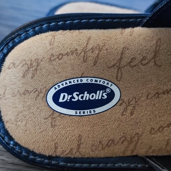 Dr. Scholl's Betcha sandal  black leather top tan bottom women's size 5 - Picture 12 of 12